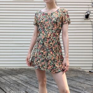 Retro Floral Print Mini Dress